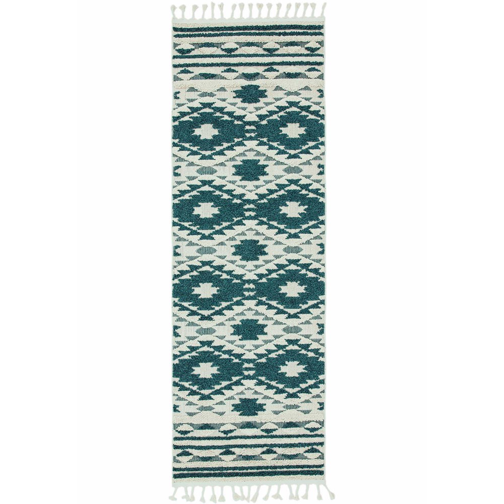 Taza Boho Scandi Hallway Runner Rugs in TA01 Green